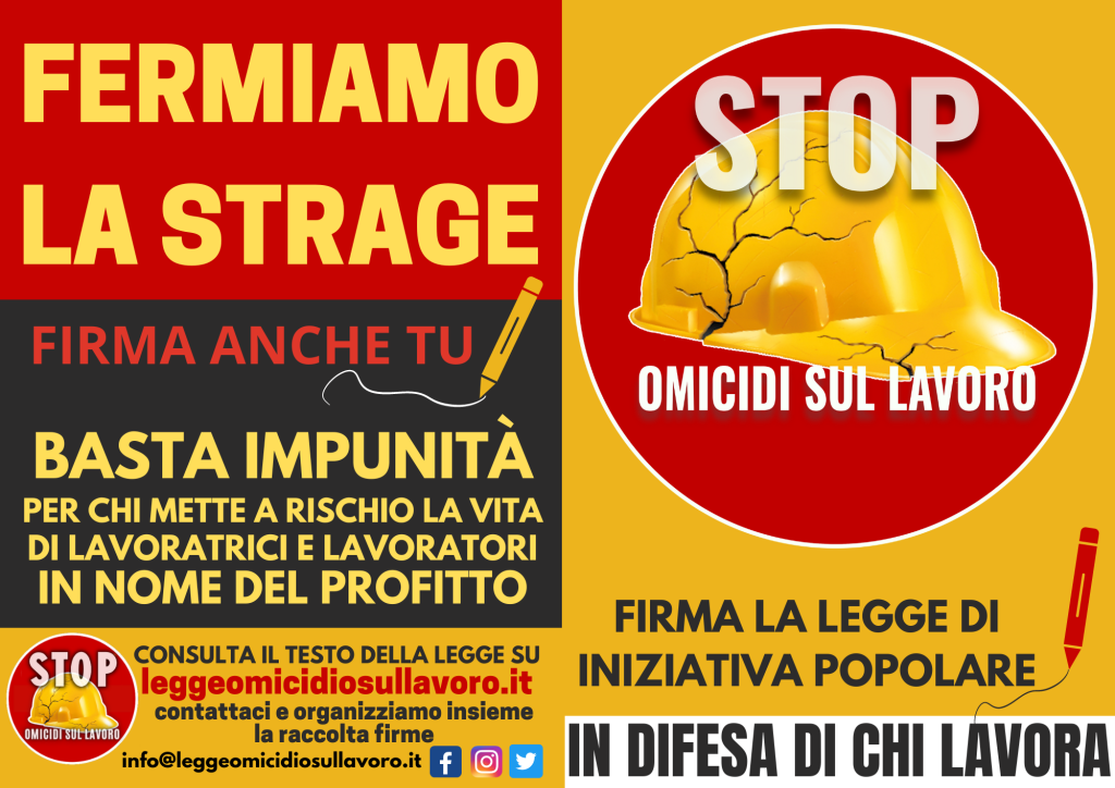LEGGE OMICIDIO SUL LAVORO - PIEGHEVOLE A4 FRONTE