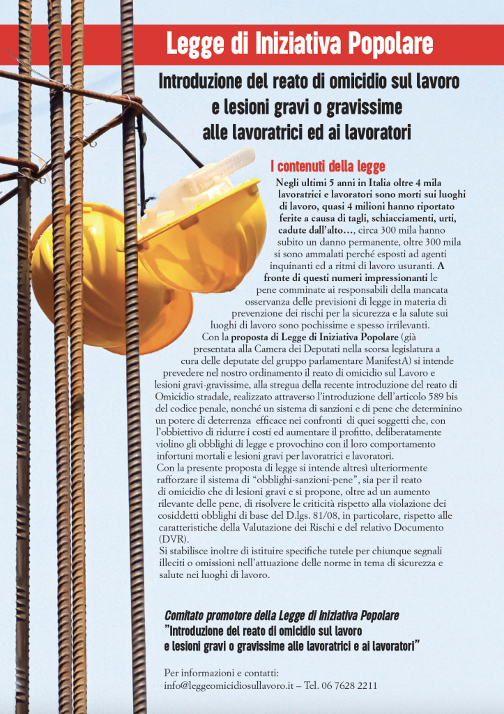 Volantino Legge Omicidio Sul Lavoro